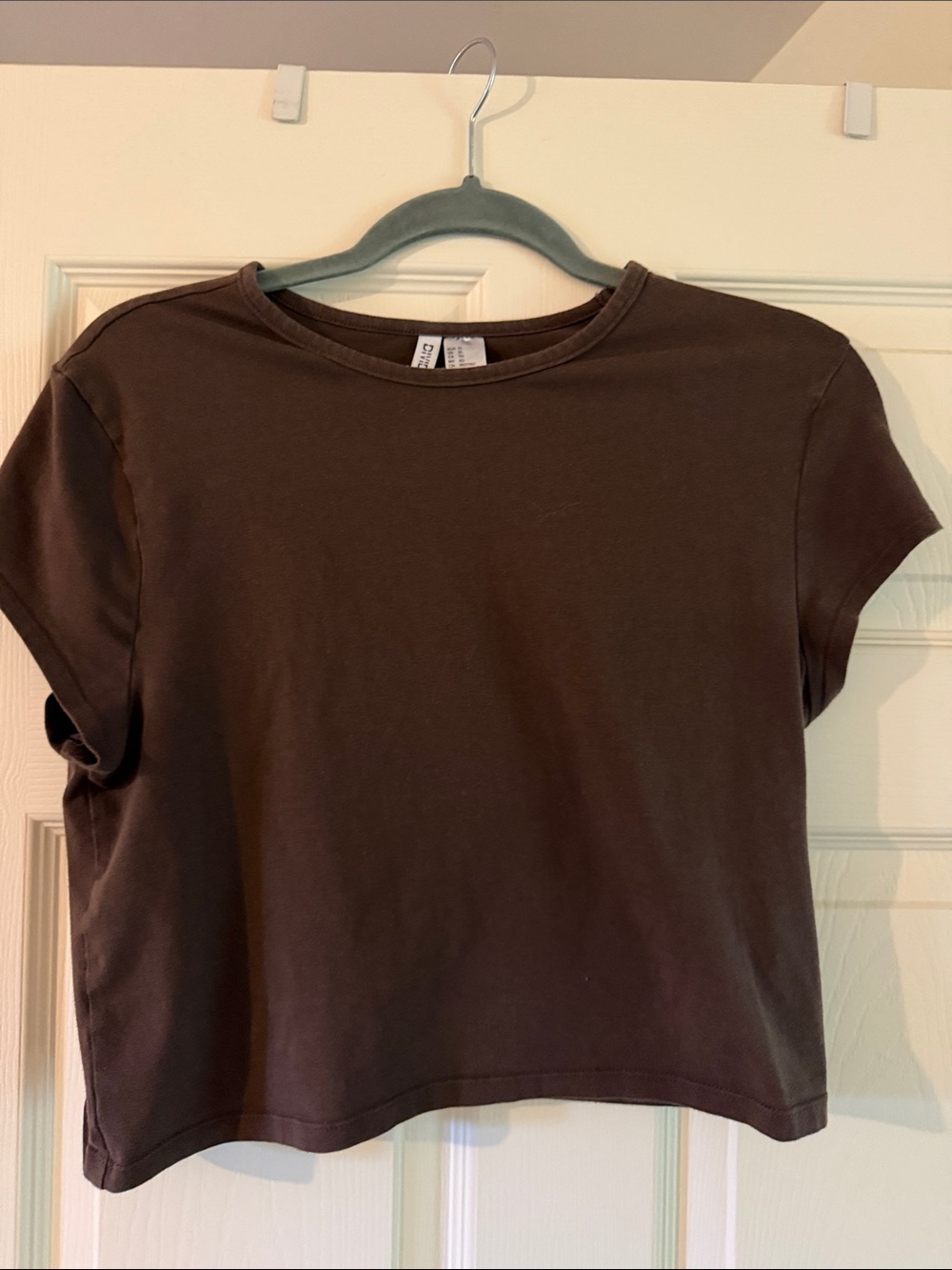 Divided Brown Cropped Crew Tee